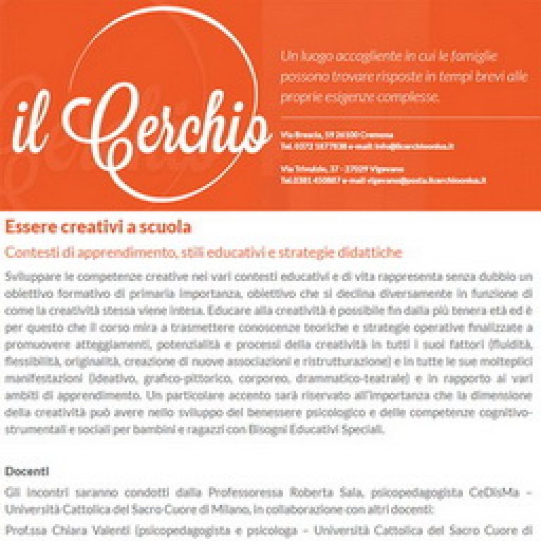 Formazione “Essere creativi a scuola” – febbraio-marzo, Cremona