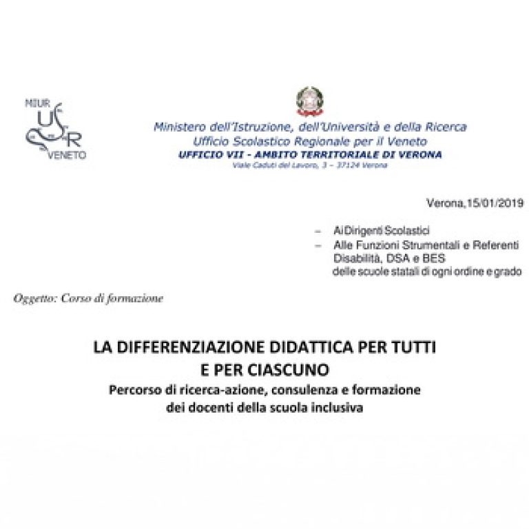 Formazione “La differenziazione didattica per tutti e per ciascuno” – USR Veneto