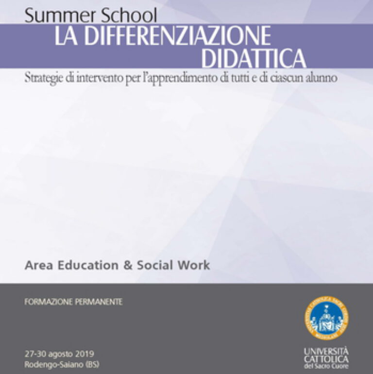 Summer School “La differenziazione didattica” – 27-30 agosto, Rodengo-Saiano (Brescia)