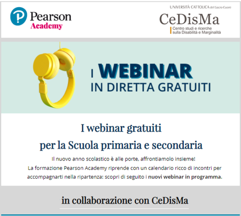 WEBINAR #BackToSchool – CeDisMa & Pearson Academy per la Scuola primaria